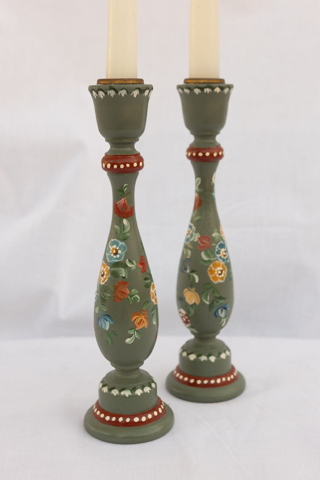 Folk Art Candlestick Holders